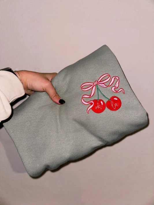 Okla Cherry Bow Sweatshirt